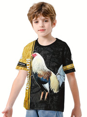 Rooster 3D Print Kids T shirt Boys Summer Lightweight Casual Top