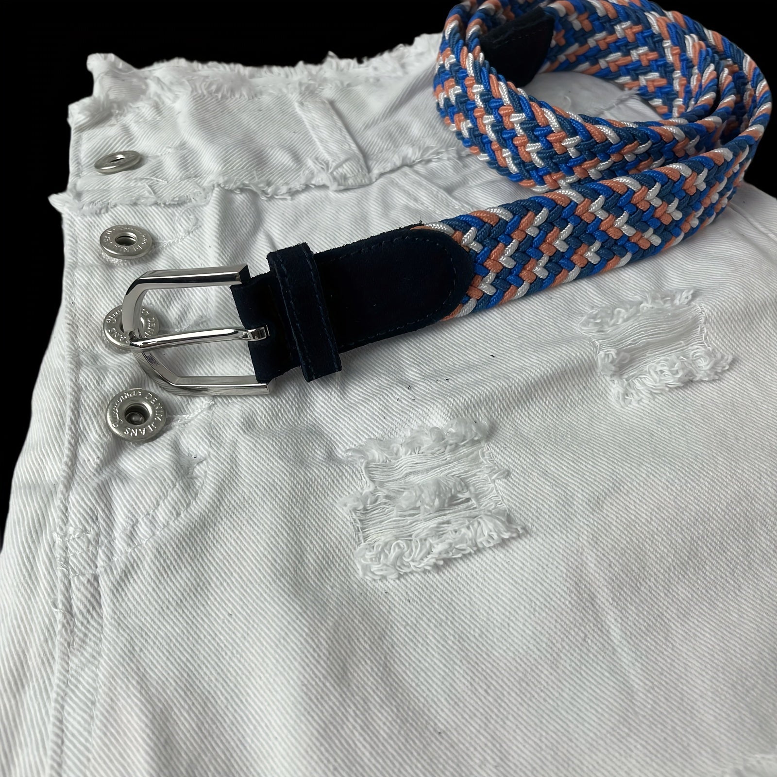 Elastic Braided Belt Pin Buckle Stretch Belt Canvas Waistband Casual Jeans Belt