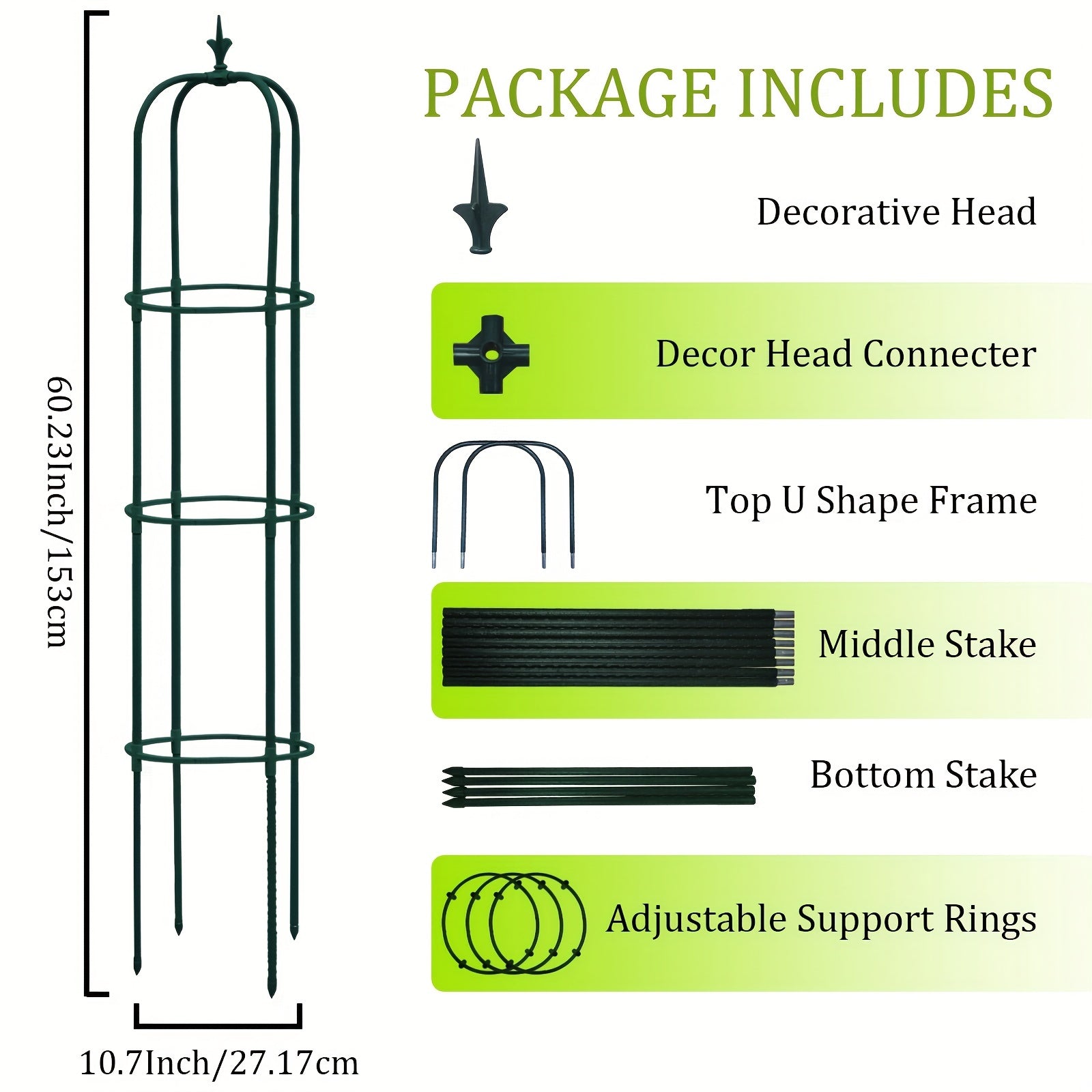 Tower Obelisk Garden Trellis Plant Support Vines Flowers Rustproof Green