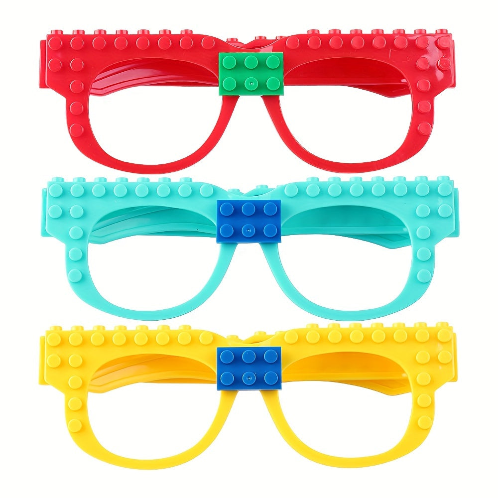 3pcs Building Blocks Glasses Baseboard Frame DIY Toy Christmas Gift