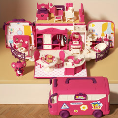 Portable Camping Car Toy Set Bus Toy Including Kitchen Bedroom Bathroom
