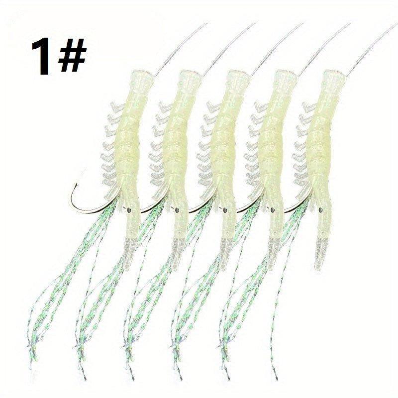 Luminous Fish Hook Set 5 Hooks on a String for Fishing