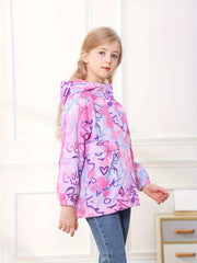 Girls Warm Fleece Waterproof Hooded Jacket Lightweight Outerwear for Outdoor