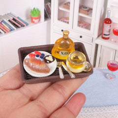 6pcs Simulation Red Wine Steak Set Dollhouse Decor Food Play