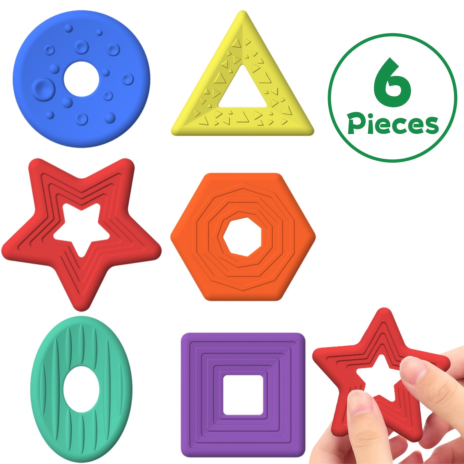 6pcs Kids' Shape Soothing Stones Soft Texture Relax Toys