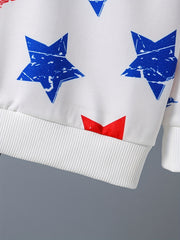 Independence Star Print Boys Casual Pullover Hooded Sweatshirt