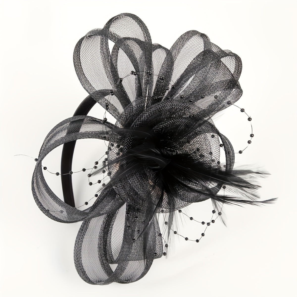 Women Faux Feather Headband Birthday Horse Race Wedding Hat Derbyhat