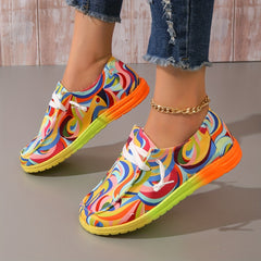 Women's Abstract Canvas Shoes Casual Lace Up Outdoor Shoes