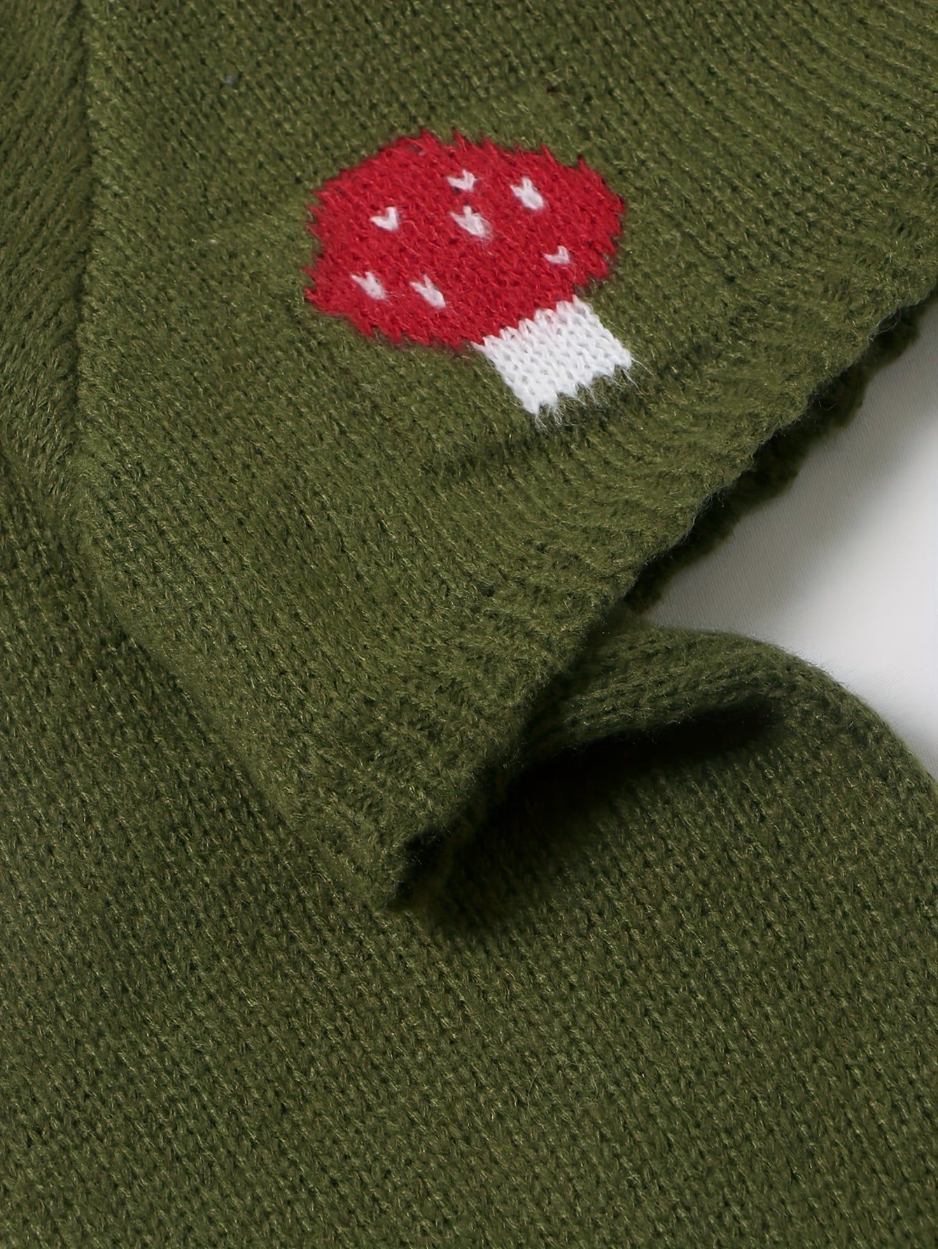 Y2K Mushroom Print Bell Sleeve Crop Sweater