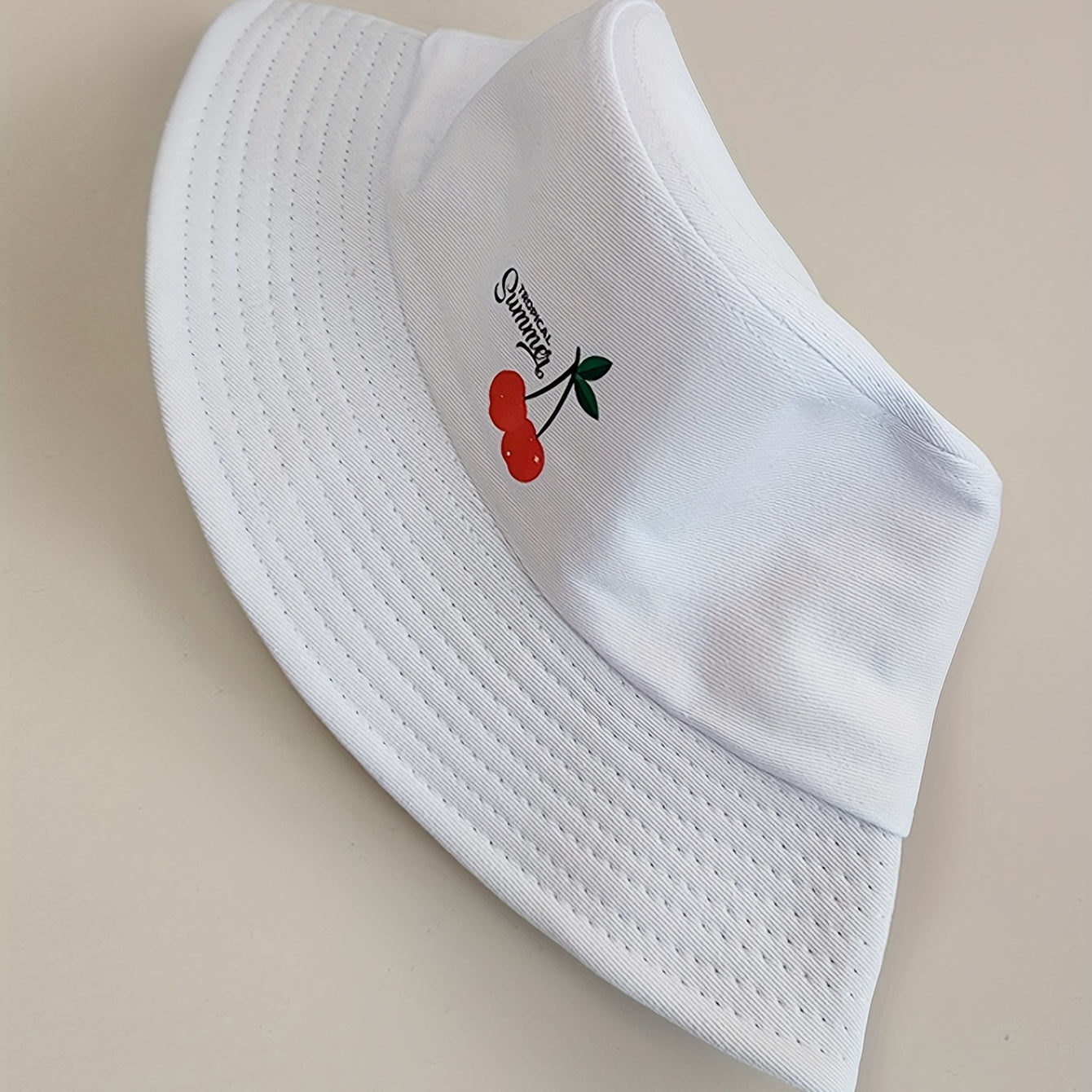 Cherry Print Bucket Hat Lightweight Sun Shade Cap Women