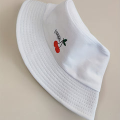 Cherry Print Bucket Hat Lightweight Sun Shade Cap Women