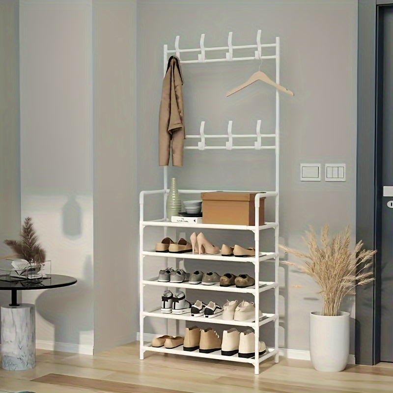 Functional Carbon Steel Shoe Rack Coat Rack Doorway Hanging Clothes Shoe Cabinet