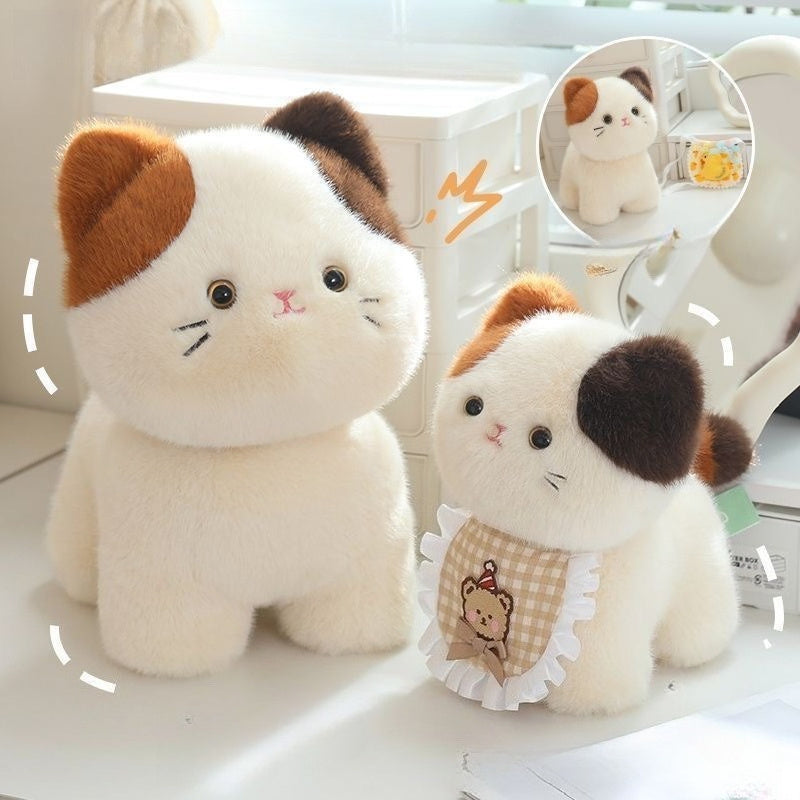 Floral Cat Plush Doll with Three Faces Soft Plush Body
