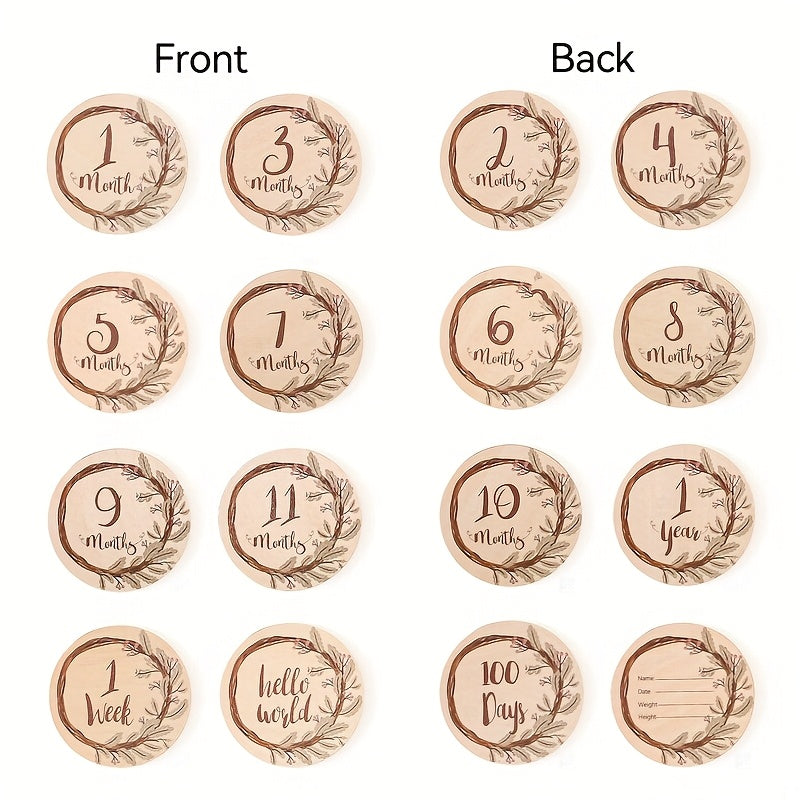 Wooden Flower Vine Milestone Birth Sign Growth Record Book