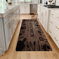 Wood Print Kitchen Rug Soft Anti Fatigue Non Slip Washable