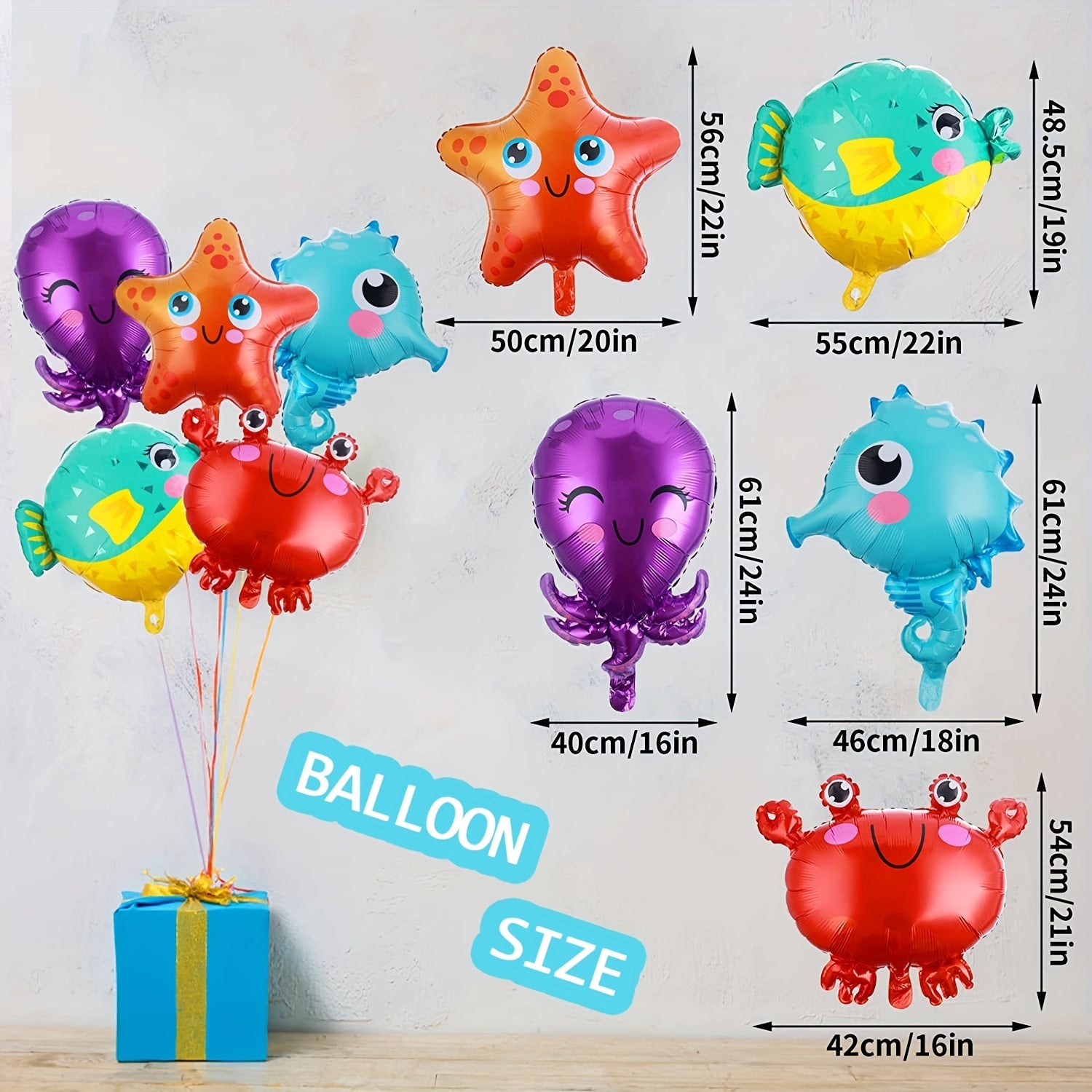 1pc Sea Animal Balloons Foil Mylar Balloons Baby Shower Themed Party Birthday