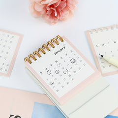 Mini Rose Desk Calendar Pink Rose Pattern