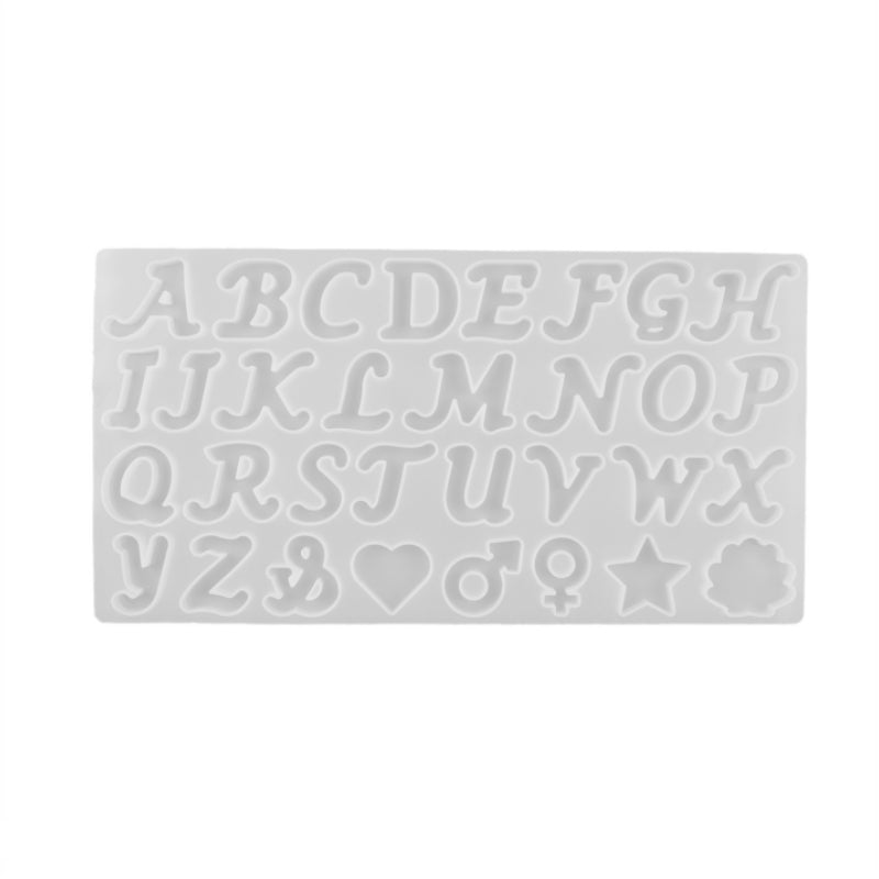 Crystal Resin Drop Glue Letter English Word Silicone Mold Pendant Keychain