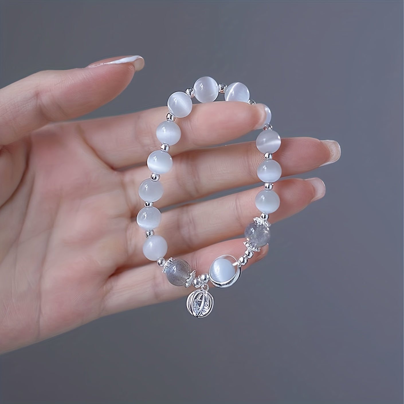 Opal Crystal Butterfly Bracelet Grey Moonlight Fairy Student Gift