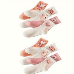 10 Pairs Women's Cartoon Print Mid Tube Socks