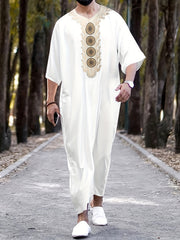 Ethnic Arab Muslim Robe Shirt Dress Men Long Sleeves