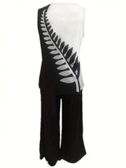 Spring & Summer Two piece Set Sleeveless Top & Wide Leg Pants