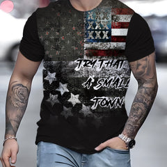 Flag Pattern Print Men's Short Sleeve T-shirt Graphic Tee