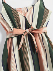 Girls Striped Sleeveless Summer Dress For Kids