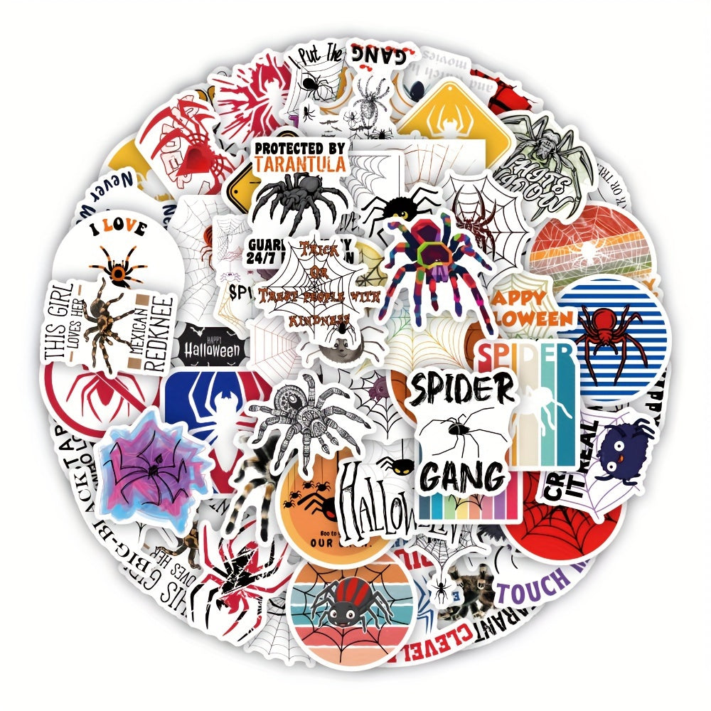 50pcs Spider Waterproof Vinyl Stickers for Bottles Laptops Luggage