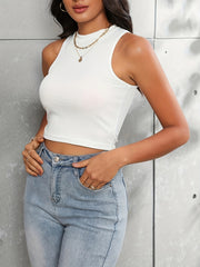 Y2K Solid Crop Tank Top Sleeveless Summer Women's Clothing