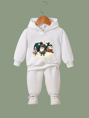 Girls 2pc Santa Claus Hooded Sweatshirt & Solid Sweatpants Set