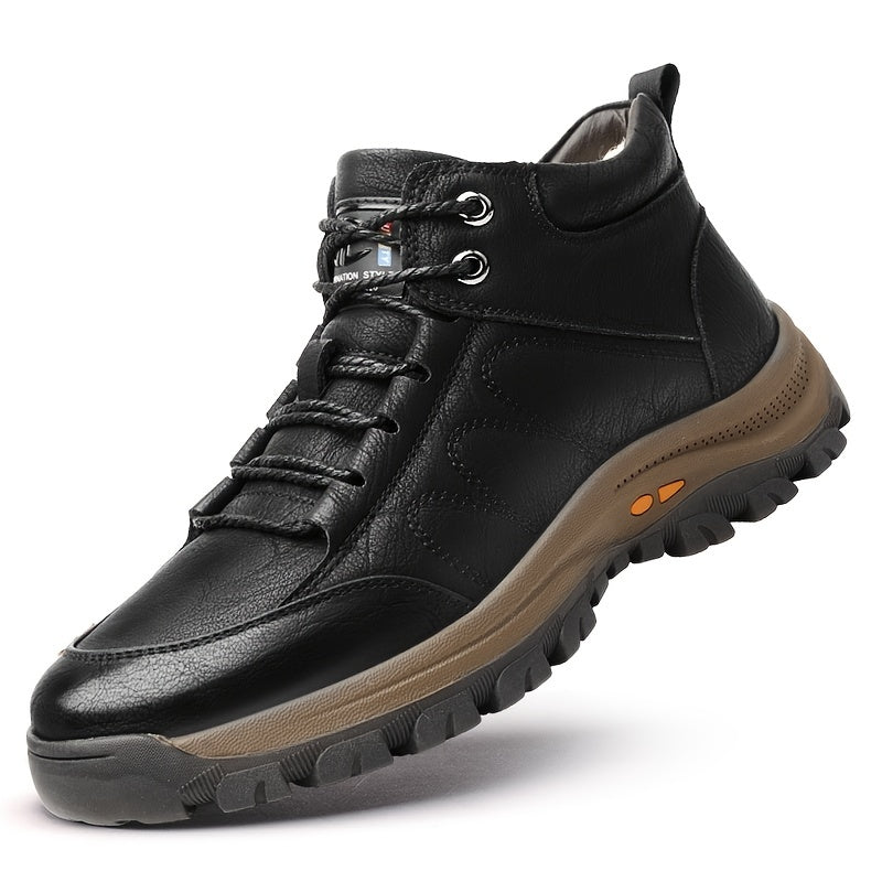 Men's Fuzz-lined Hiking Boots Lace-up Casual Walking Shoes