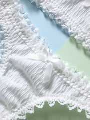 Textured Lace Trim Bra & Panties Lingerie Set
