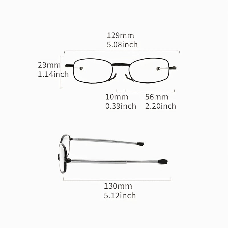 Portable Folding Reading Glasses Light Blocking Thin Frame Magnifier