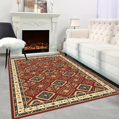Dark Red American Classic Pattern Large Carpet Soft Area Carpet