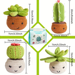 Crochet DIY Wool Cactus Decoration Kit with Instruction Manual
