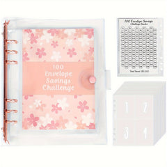 100 Envelopes Money Saving Challenge Binder with Tracker Sheet & Pockets