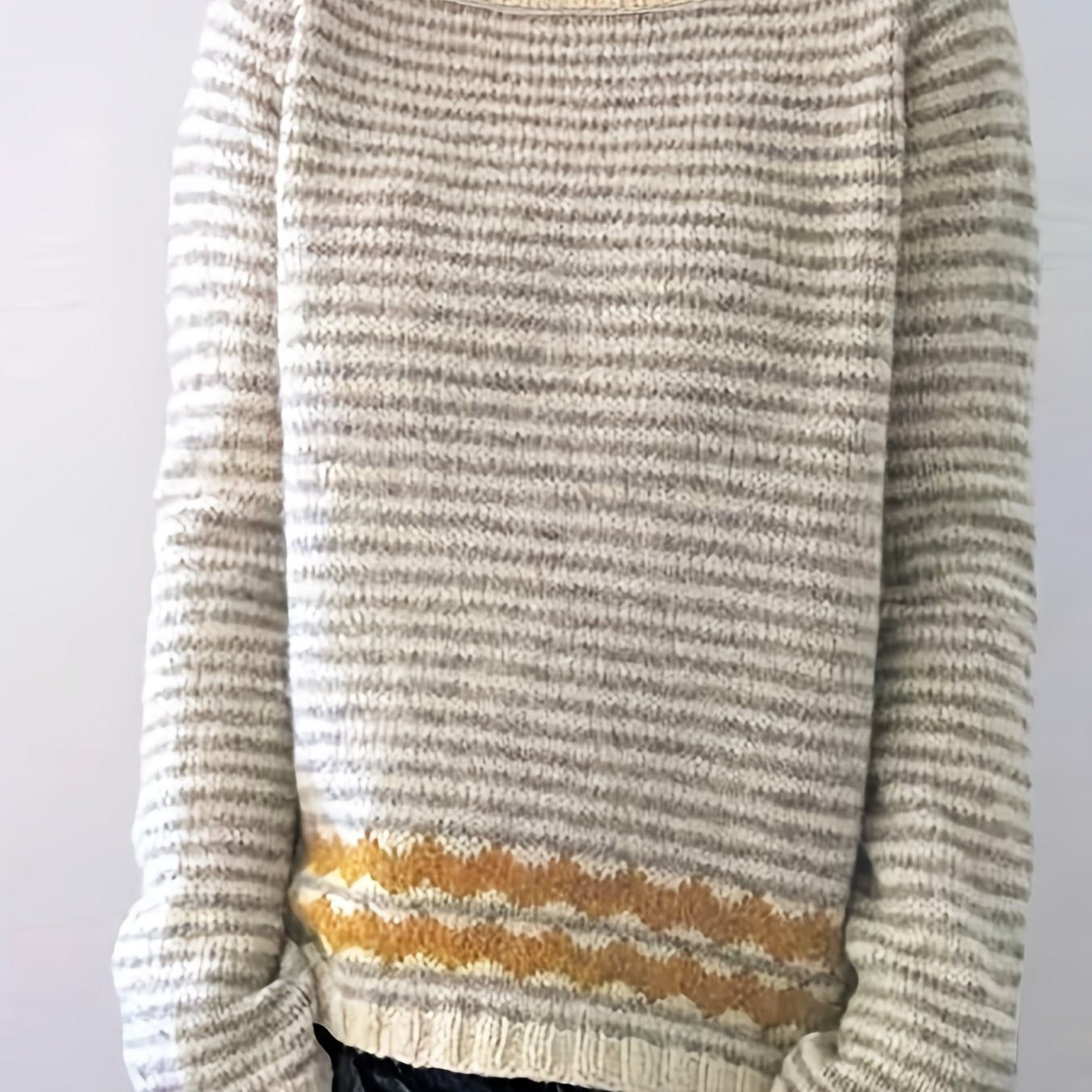 Casual Striped Sweater Women's Long Sleeve Pullover Jumper