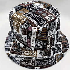 Letter Graffiti Print Bucket Hat Vintage Reversible Sunscreen Fisherman Cap
