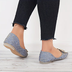 Faux Pearl Ballet Flats Square Toe Slip On Shoes