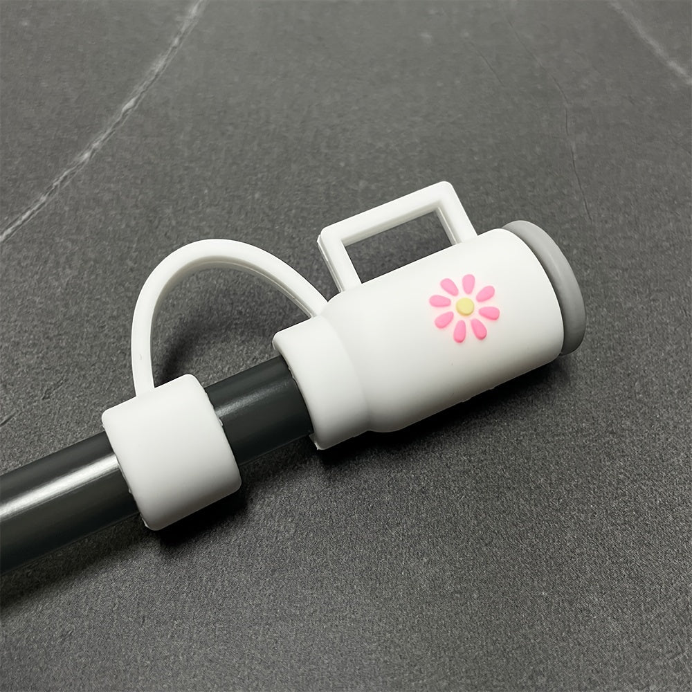 5pcs Cute Cartoon Straw Covers 10mm Leakproof & Dustproof Cup Decorations
