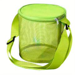 4pcs Beach Toys Mesh Bag Shell Collecting Bag Adjustable Straps Zipper