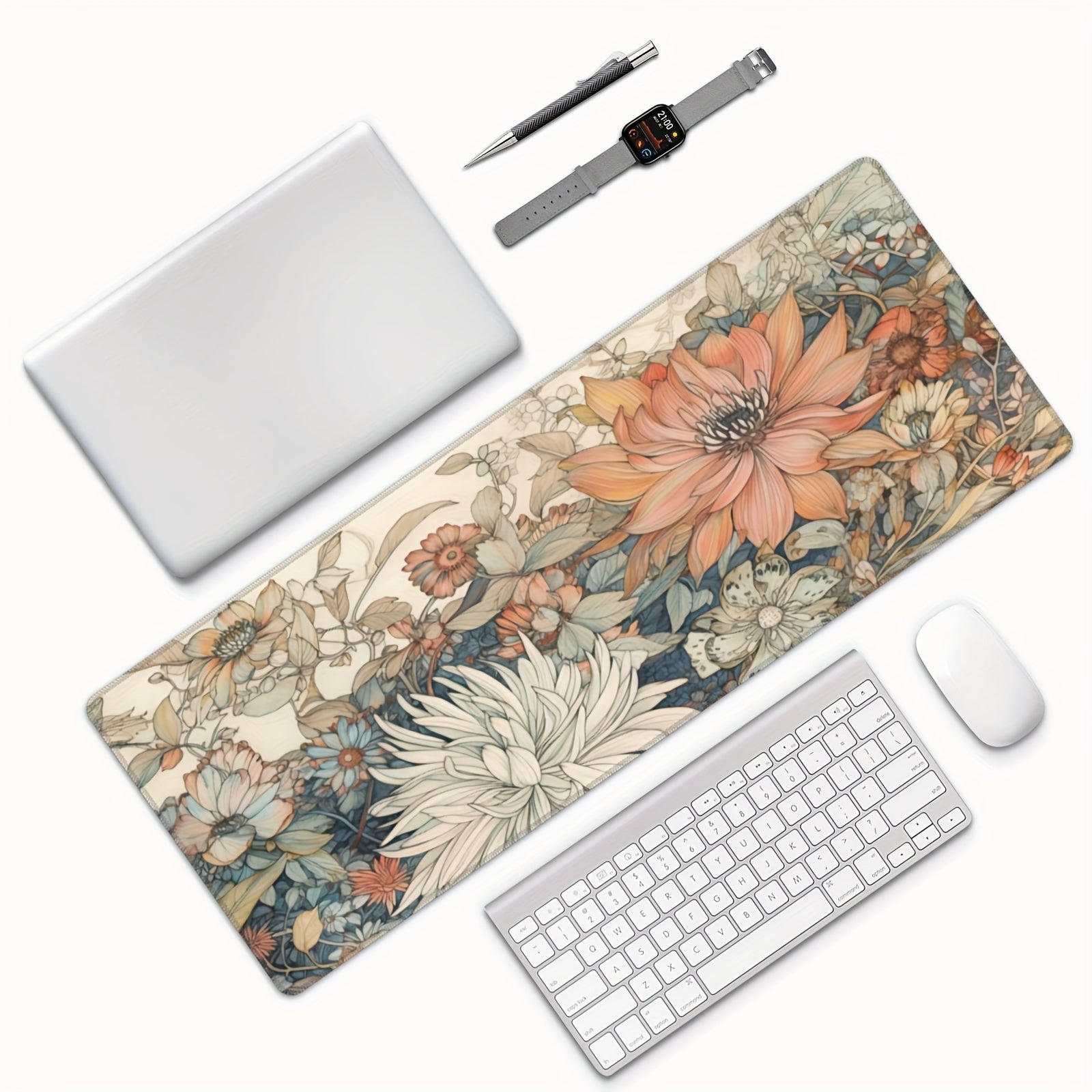 Large Flower Mouse Pad 80x30x0.48cm Non-slip Desk Pad