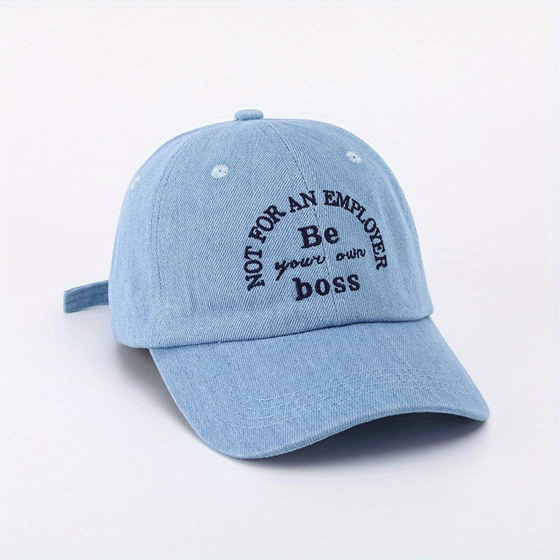 Washed Denim Peaked Cap Letter Pattern Sun Hat Baseball Cap