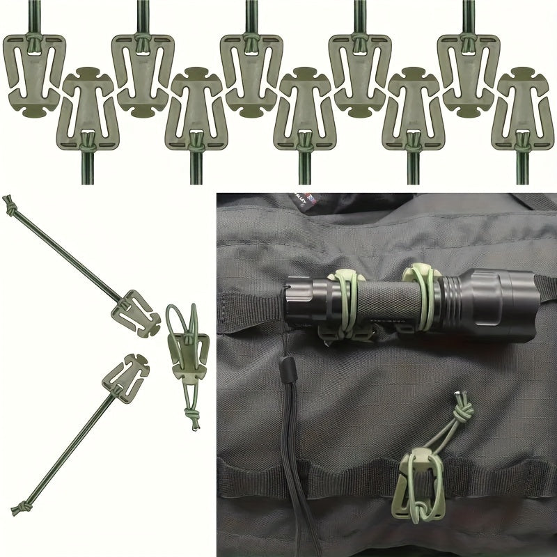 10pcs Elastic Rope Hanging Buckle for Camping Travel Backpack