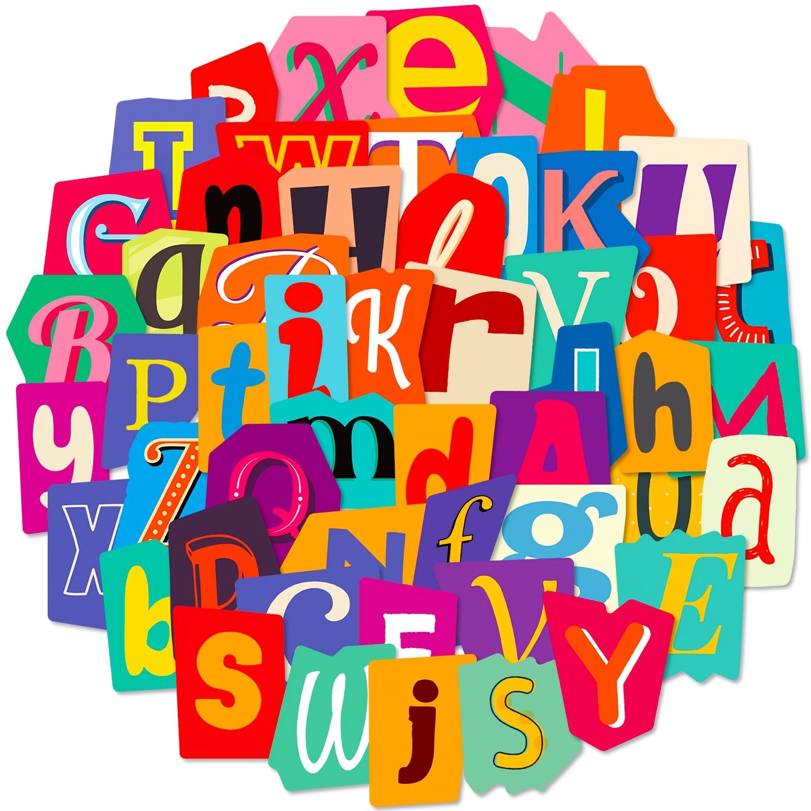 50pcs Alphabet Stickers Puzzle Educational DIY Cartoon English Letters Stickers