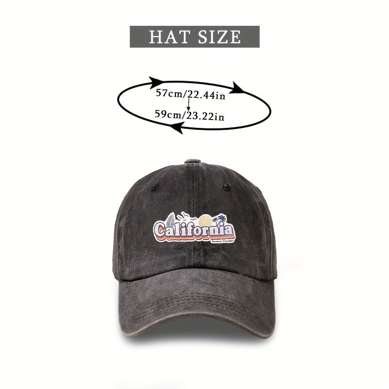 CALIFORNIA Beach Printed Baseball Cap Cotton Washed Distressed Dad Hat