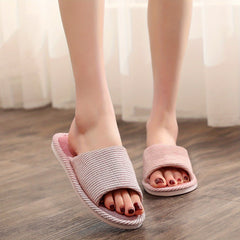 Women's Striped Pattern Slippers Casual Slip On Indoor Slippers