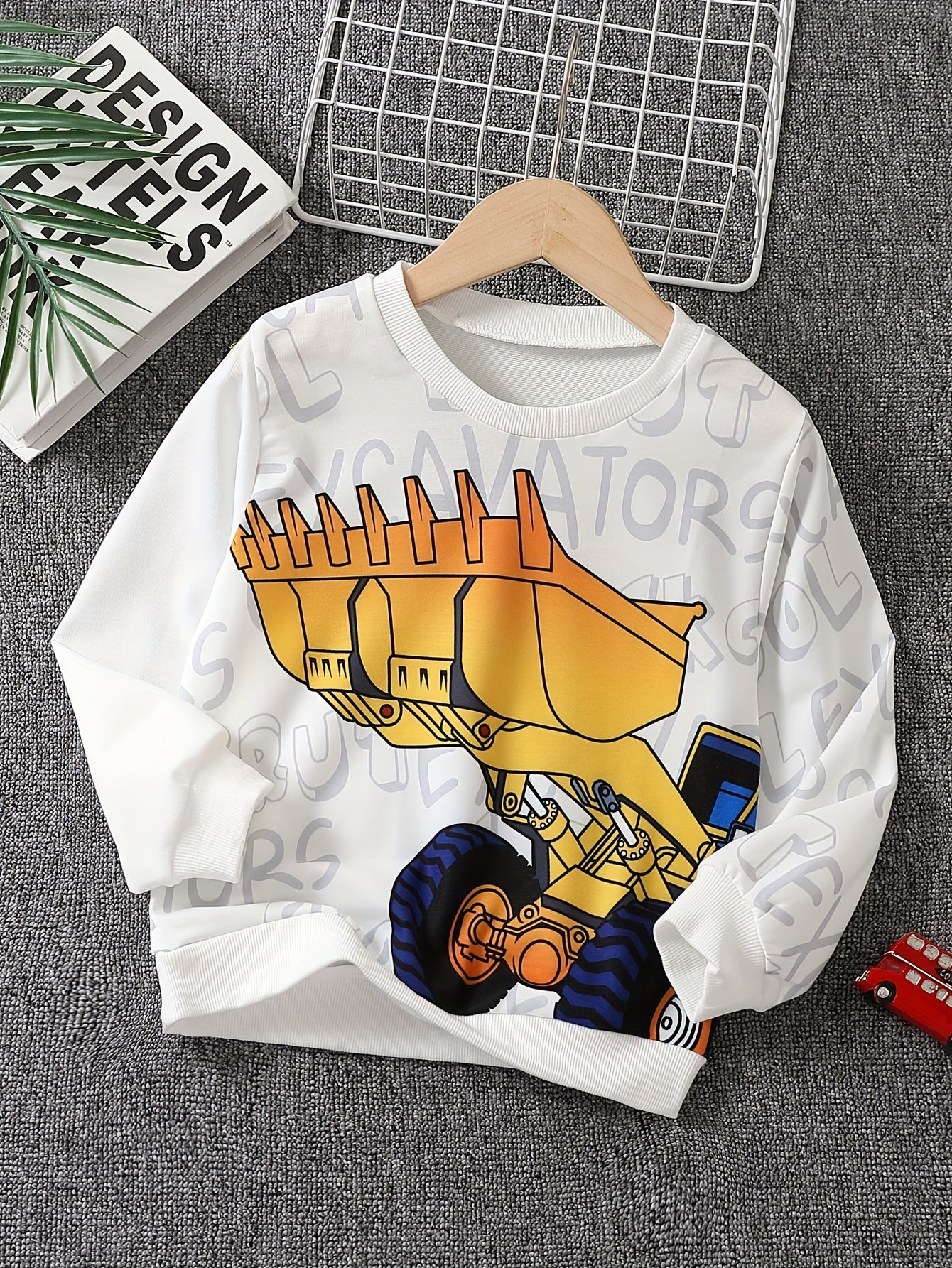 Cartoon Construction Car 3D Print Boys Sweatshirt