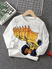 Cartoon Construction Car 3D Print Boys Sweatshirt